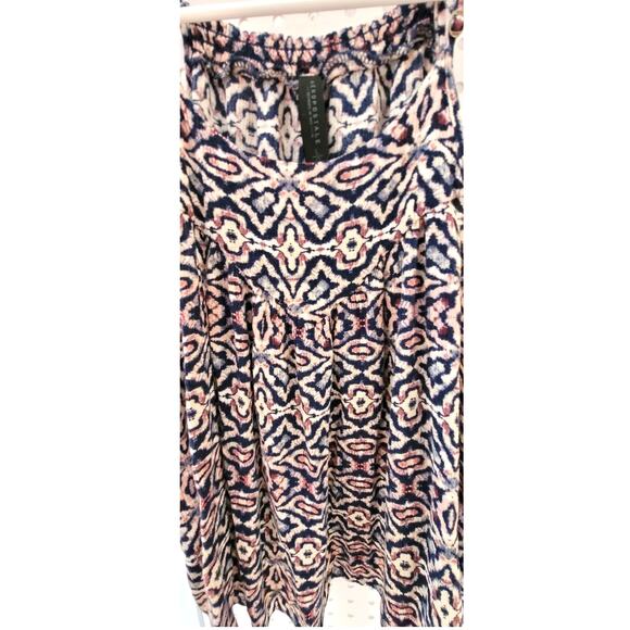 AEROPOSTALE Y2K Womens Tank Spaghetti Strap Top Sz L Swing Hippie Boho Navy Tan - Picture 2 of 8